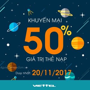 Mừng ngày nhà giáo: Viettel khuyến mãi 50% giá trị thẻ nạp ngày 20/11/2017