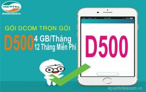 Đăng ký gói DCOM trọn gói D500 Viettel nhận 4GB / tháng