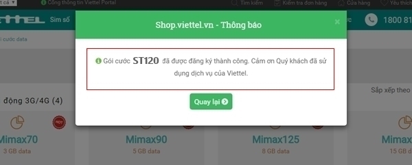 đăng ký gói ST120 Viettel