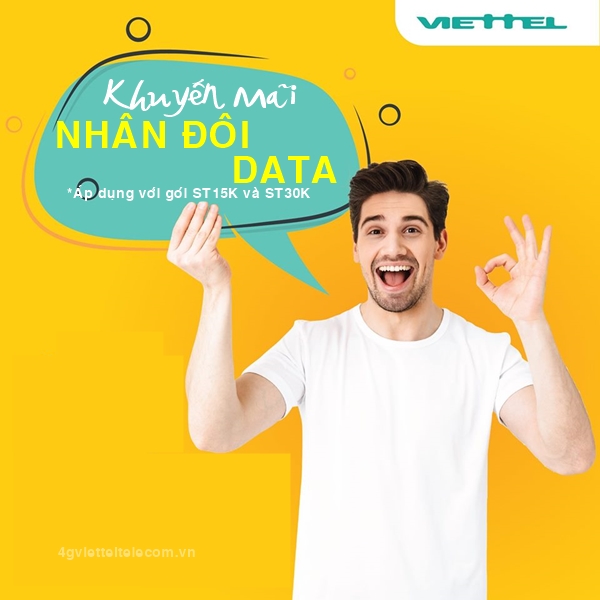 Viettel nhân đôi lưu lượng gói ST15K và ST30K từ nay đến hết 31/8