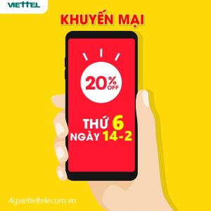 Viettel khuyến mãi 20% giá trị thẻ nạp ngày vàng 14/2/2020
