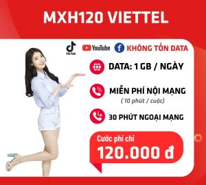 Cách đăng ký gói MXH120 Viettel free Tiktok, FB, Youtube, gọi thoại và1GB/ ngày